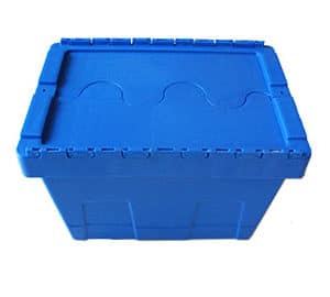 Attached Lid Plastic Boxes Hinged Lid Removal Crates 18-70 Litre 